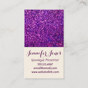 purple glitter business cards