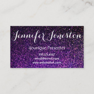 purple glitter business cards, presenter cards