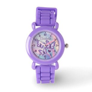 Purple Glitter Butterflies First Watch For Girls