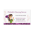 Purple Glitter Cartoon Maid House Cleaning Service