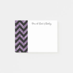 Purple Glitter Chevron Post-It Notes