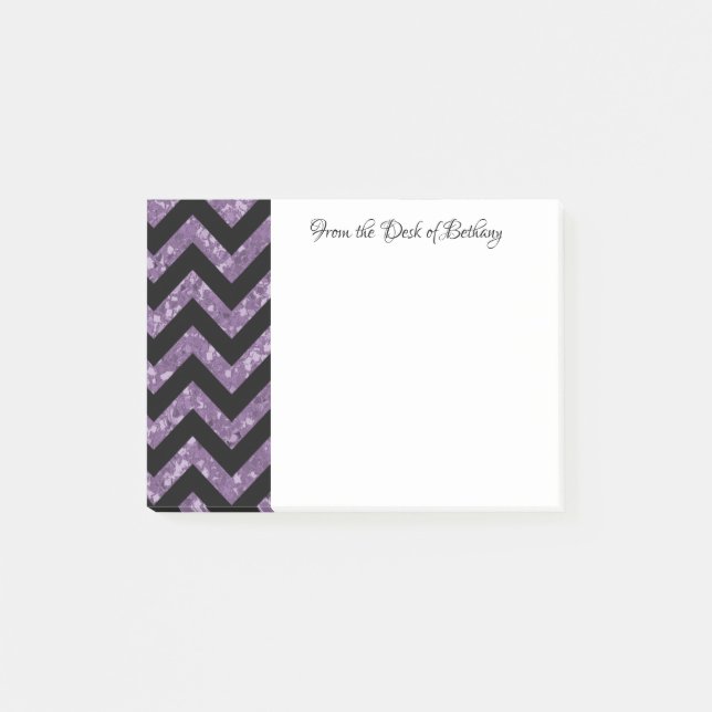 Purple Glitter Chevron Post-It Notes (Front)