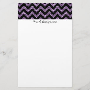 Purple Glitter Chevron Stationery