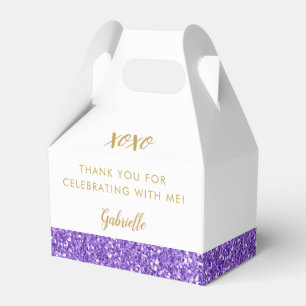 Purple Glitter Chic Modern Birthday Mitzvah Favour Box