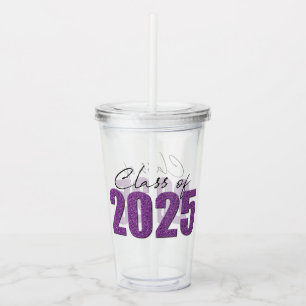 Purple Glitter Class of 2025 Acrylic Tumbler