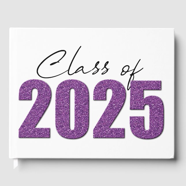 Purple Glitter Class of 2025 Guest Book (Front)