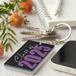 Purple Glitter Class of 2025 Key Ring