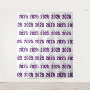 Purple Glitter Class of 2025 Photo Backdrop Tapestry
