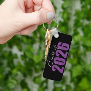 Purple Glitter Class of 2026 Key Ring