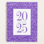 Purple Glitter Colourful Personalised 2025 Planner<br><div class="desc">Fun purple - so very purple - and lavender faux glitter sparkle background on a new classic luxurious looking undated planner for 2025 with custom name or planner subject title inside a square on the front cover.</div>
