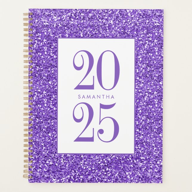 Purple Glitter Colourful Personalised 2025 Planner (Front)