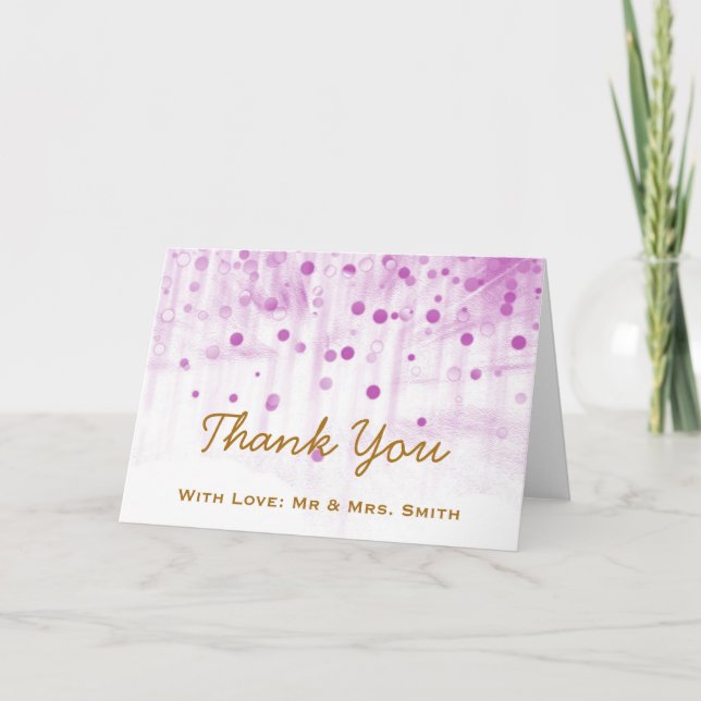 Purple Glitter Confetti Sparkles Dots Thank You Card (Front)