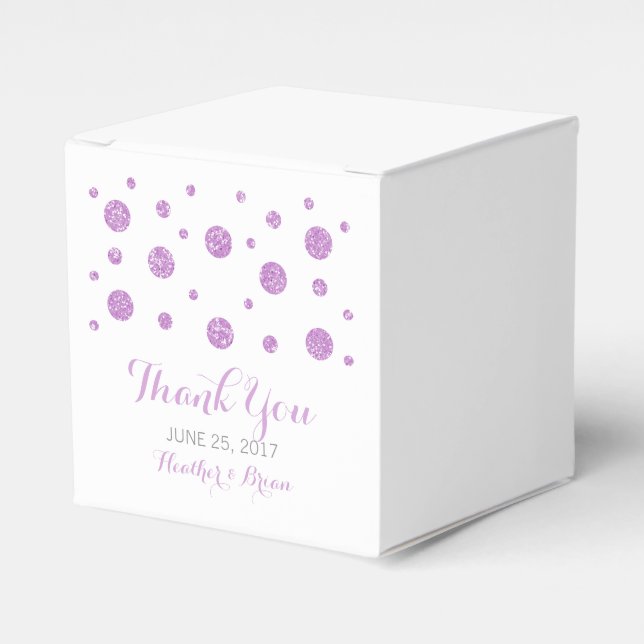 Purple Glitter Confetti Wedding Favour Boxes (Front Side)