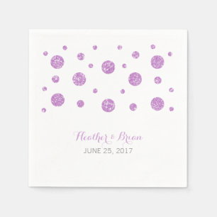 Purple Glitter Confetti Wedding Paper Napkins