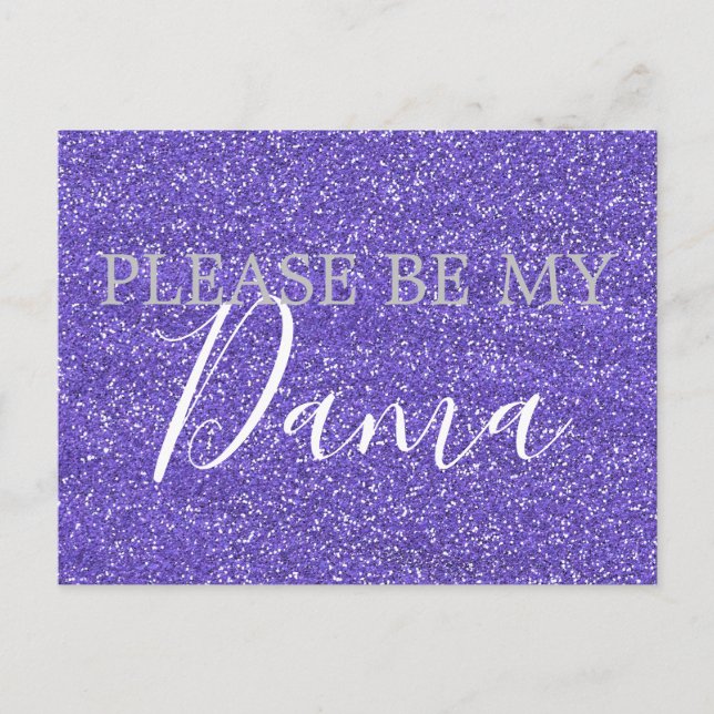 Purple Glitter Dama Quinceanera Proposal Invitation Postcard (Front)