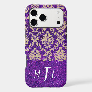 Purple Glitter Damask Stylish Personalised