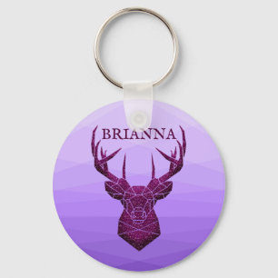 Purple Glitter Deer Key Ring