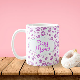Purple Glitter Dog Mum Paw Prints Coffee Mug