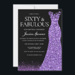 Purple Glitter Dress Gown 60th Birthday Party Invitation<br><div class="desc">Purple Glitter Dress Gown 60th Birthday Party Invitation
Available as a digital electronic invitation
Variations to the invitation and matching items in our store</div>