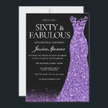 Purple Glitter Dress Gown 60th Birthday Party Invitation<br><div class="desc">Purple Glitter Dress Gown 60th Birthday Party Invitation
Available as a digital electronic invitation
Variations to the invitation and matching items in our store</div>