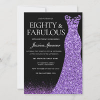 Purple Glitter Dress Gown 80th Birthday Party