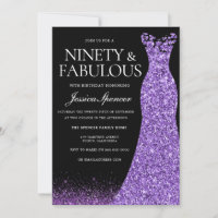 Purple Glitter Dress Gown 90th Birthday Party