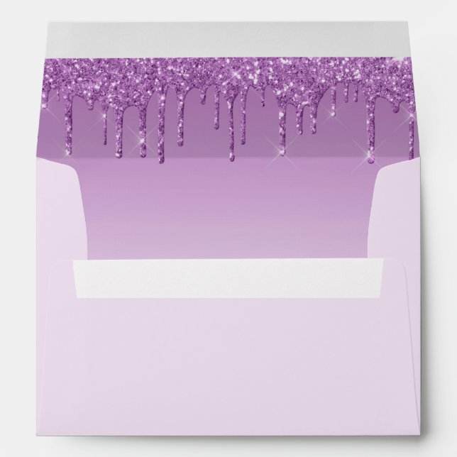 Purple Glitter Drip Baby Shower Envelope (Back (Bottom))