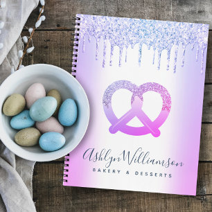 Purple Glitter Drips Bakery Catering Pastry Chef  Notebook