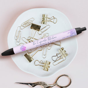 Purple Glitter Drips Cupcake Bakery Pastry Chef Black Ink Pen