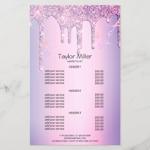 Purple glitter drips holographic scissors hair flyer