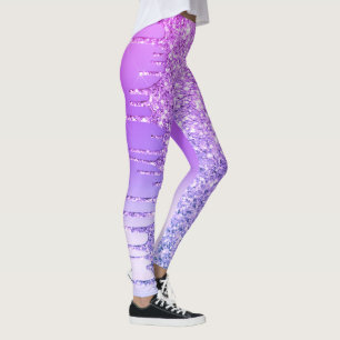 Purple Glitter Drips Leggings
