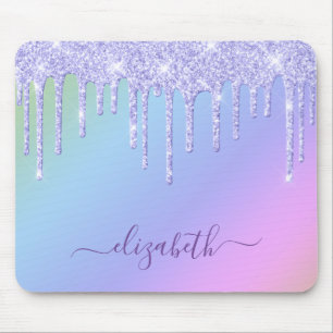 Purple Glitter Drips Personalised Rainbow Mouse Pa Mat