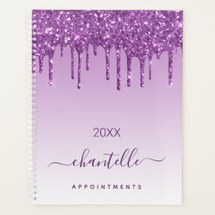 Purple glitter drips violet name 2025 planner