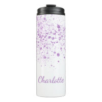 Purple glitter drops monogram white script