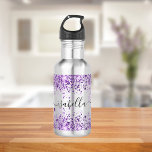 Purple glitter dust name script elegant 532 ml water bottle<br><div class="desc">Decorated withdeep purple faux glitter dust.  Personalize and add your name written with a trendy hand lettered style script with swashes.
To keep the swashes only delete the sample name,  leave the spaces or emoji's in front and after the name.</div>