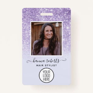 Purple Glitter Employee or Stylist ID ID Badge
