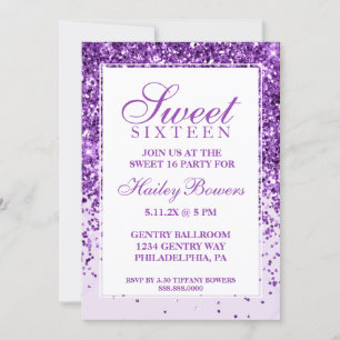 Purple Glitter Fab Sweet Sixteen Invitation