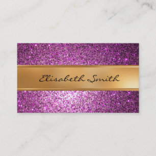 Purple Glitter, faux gold foil Business Card