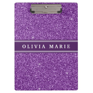 Purple Glitter (faux) Personalised Name Clipboard