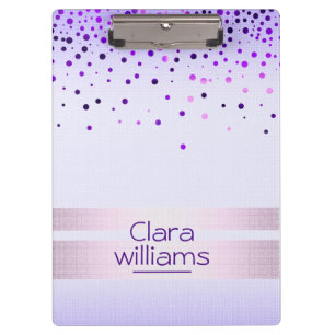 Purple Glitter Faux Sparkle Confetti Modern Clipboard