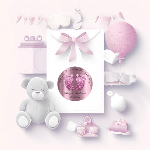 Purple Glitter Feet Baby Shower Favour Thank You Classic Round Sticker