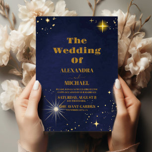 Purple Glitter Galaxy Cluster Planetarium Wedding Invitation