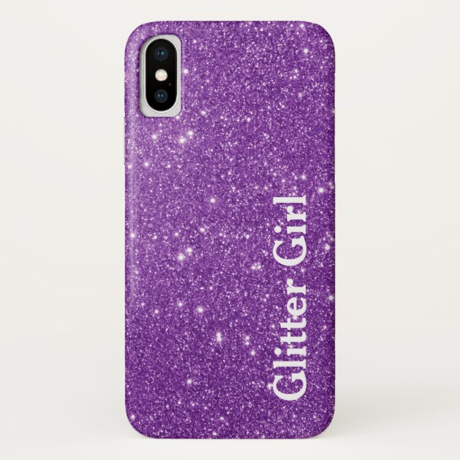 Purple Glitter Girl Show Your Glamours Sparkle Case-Mate iPhone Case (Back)