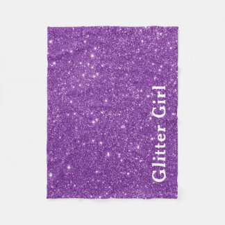 Purple Glitter Girl Show Your Glamours Sparkle Fleece Blanket