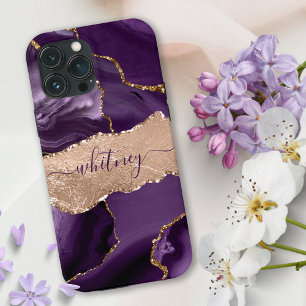 Purple Glitter Girly Rose Gold Stylish iPhone 13 Pro Case