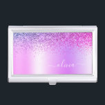 Purple Glitter Glam Metal Monogram Name Business Card Holder<br><div class="desc">Purple Faux Foil Metallic Sparkle Glitter Brushed Metal Monogram Name Business Card Holder. This makes the perfect sweet 16 birthday,  wedding,  bridal shower,  anniversary,  baby shower or bachelorette party gift for someone that loves glam luxury and chic styles.</div>