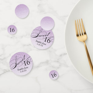 Purple Glitter Glam Personalised Sweet 16 Confetti