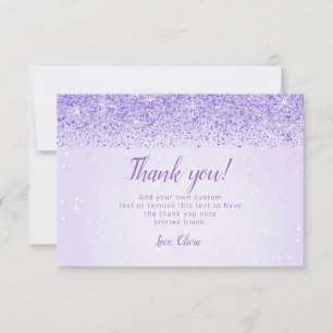 Purple Glitter, Glam Thank You Cards