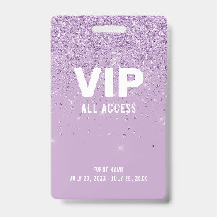 Purple Glitter Glam VIP All Access Pass Event ID Badge
