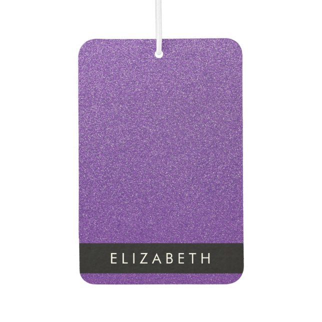 Purple Glitter, Glitter Background, Your Name Car Air Freshener (Front)